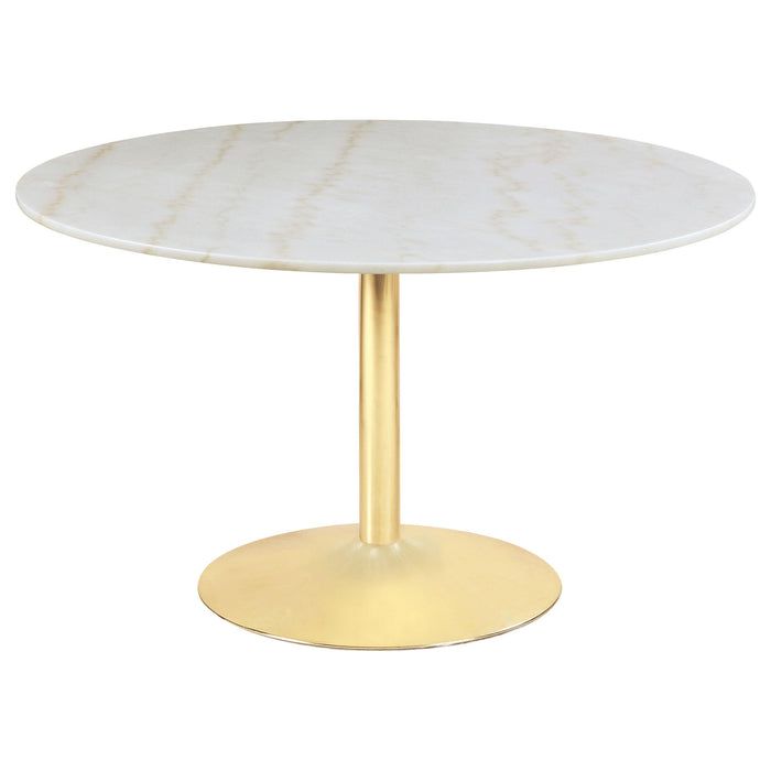 Kella Round Marble Top Dining Table White and Gold image