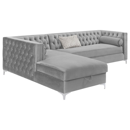 Bellaire Button-tufted Upholstered Sectional Silver image