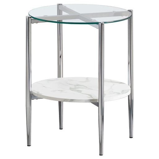 Cadee Round Glass Top End Table Clear and Chrome image