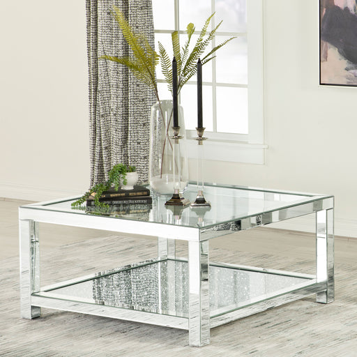Valentina Rectangular Coffee Table with Glass Top Mirror image