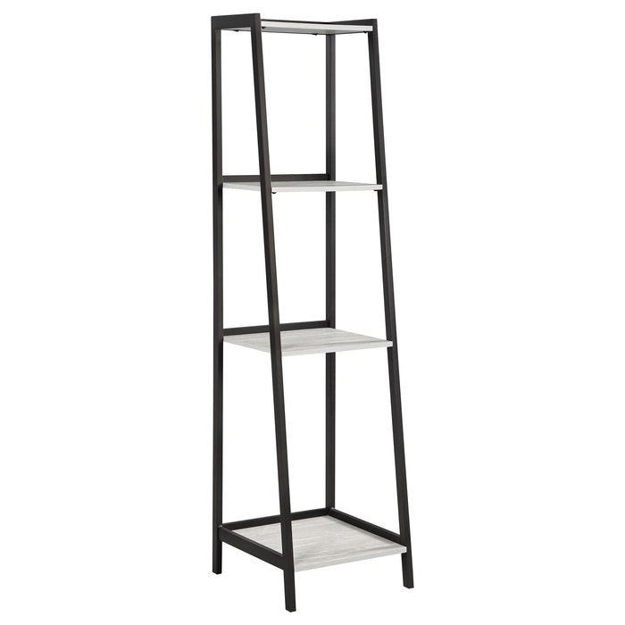 Pinckard 4-shelf Ladder Bookcase Grey Stone and Black image