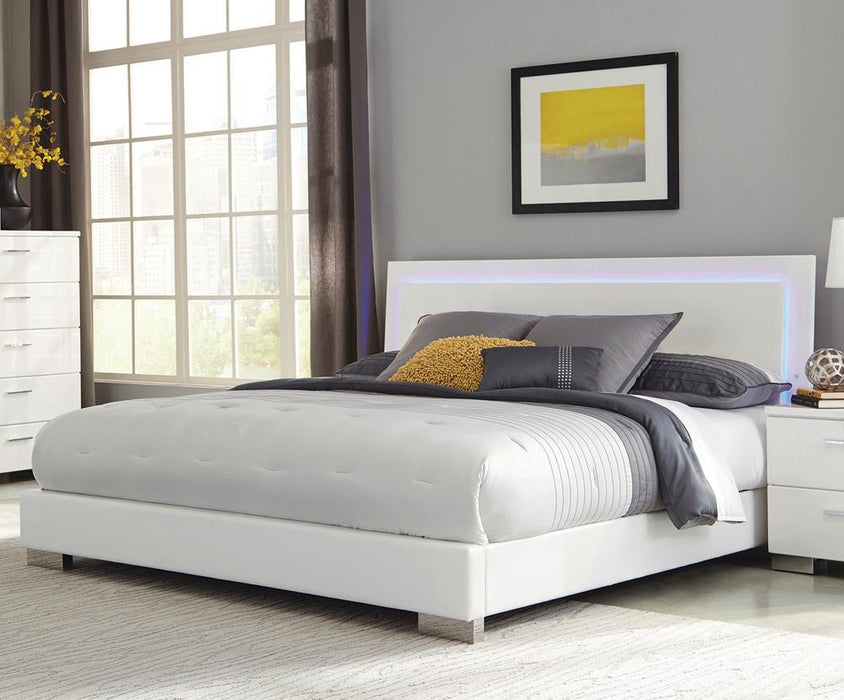 Felicity Contemporary White and High Gloss California King Bed