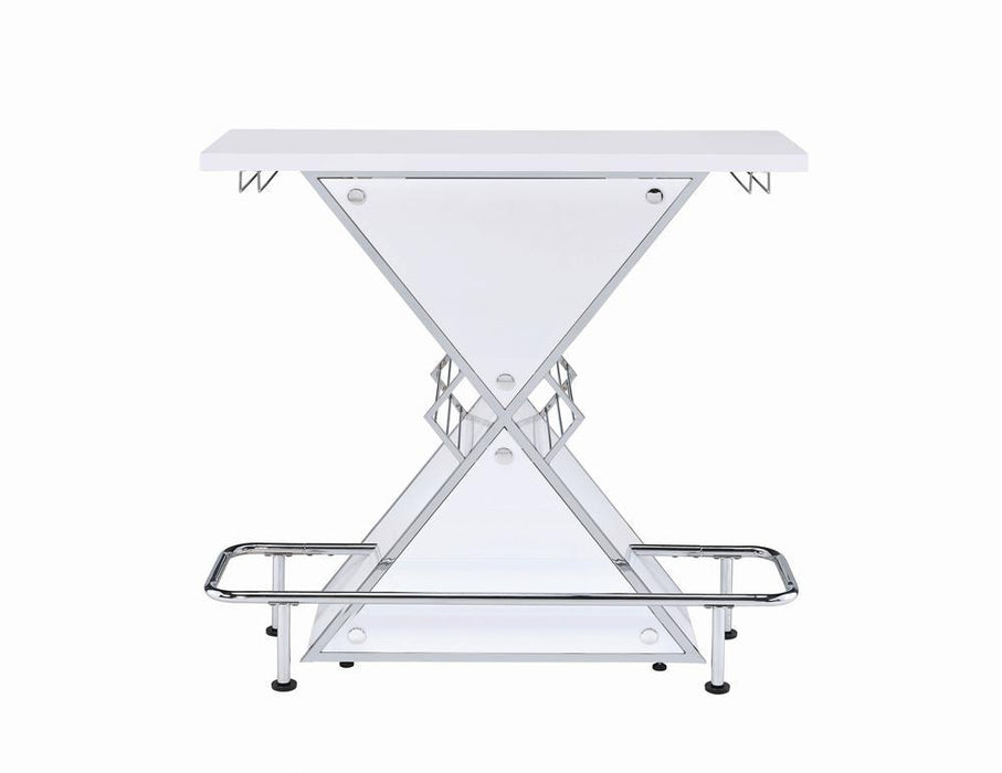 G130078 Contemporary White Stacked Triangle Bar Unit