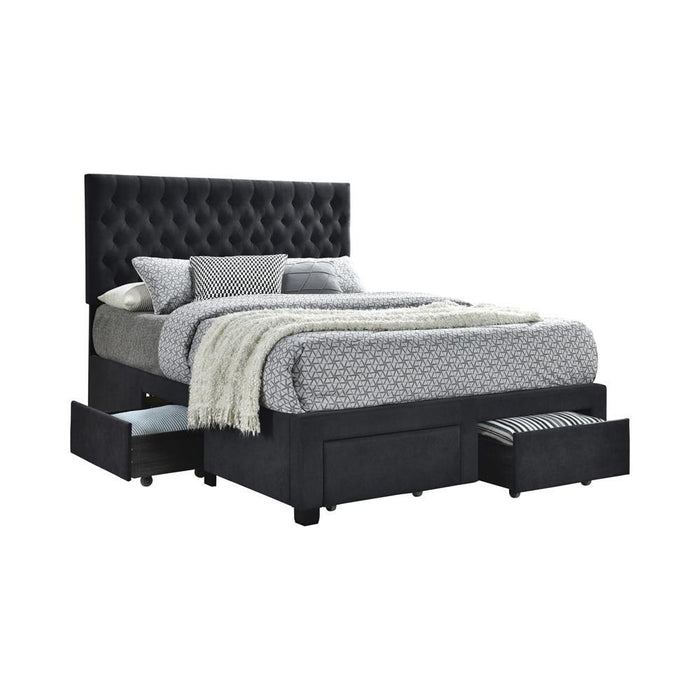 Soledad Full 4-drawer Button Tufted Storage Bed Charcoal